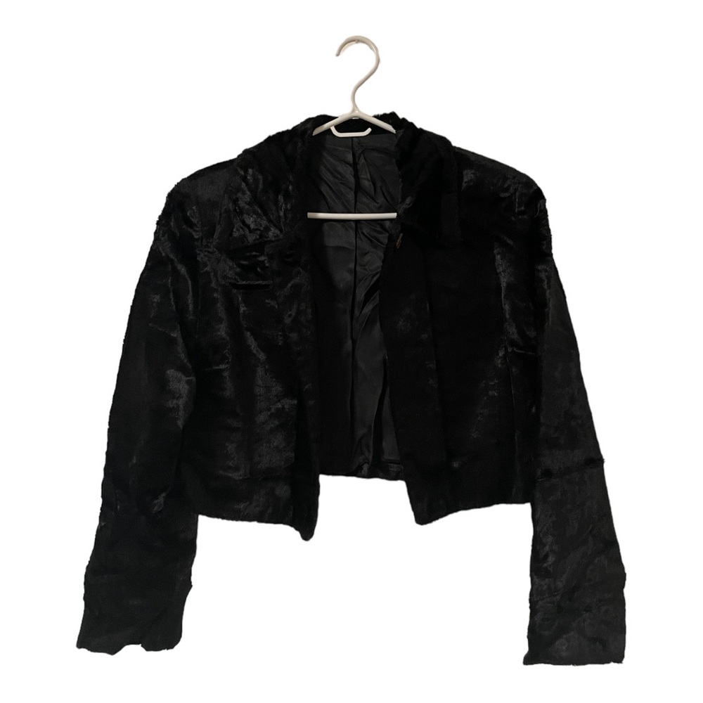 Black Cropped Fur Coat